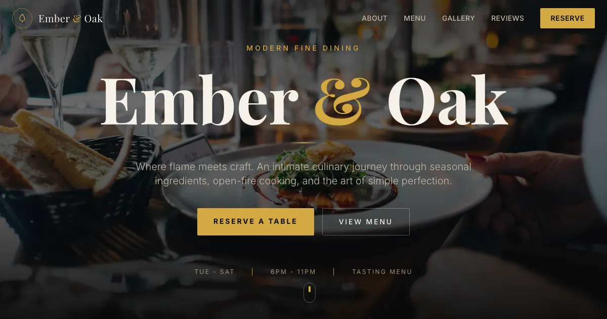 Restaurant page preview